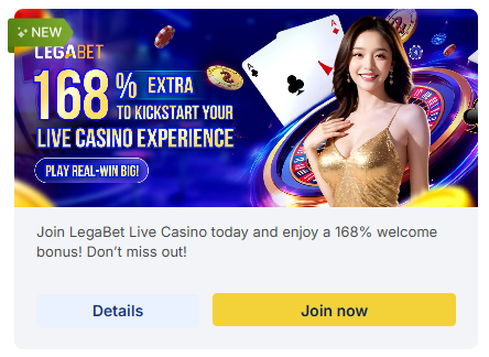 LEGABET live casino promotional banner